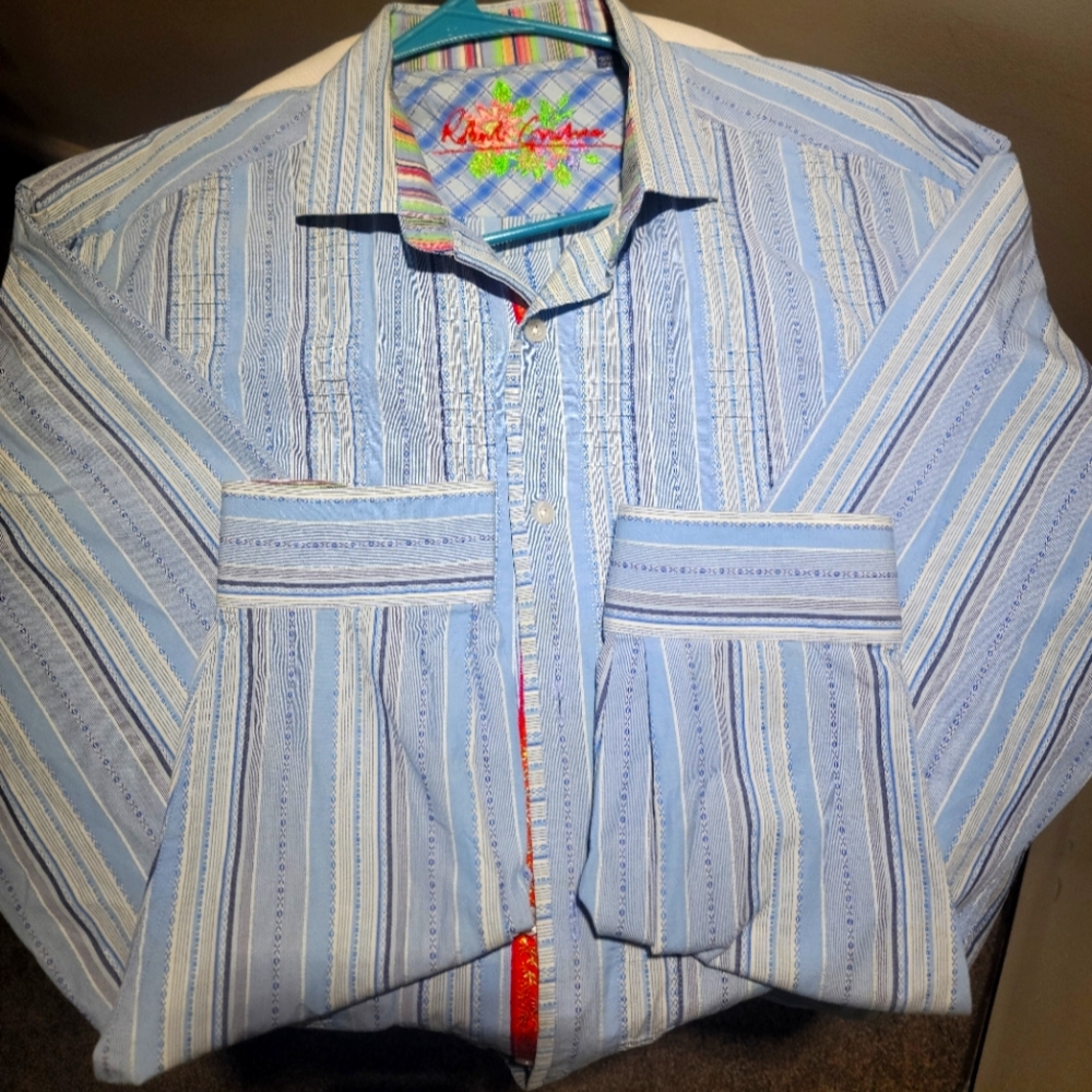 Robert Graham Striped Long Sleeve Button Down Shirt Mens size XL